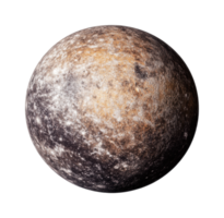 Detailed view of planet mercury with craters and surface texture png