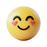Yellow smiling emoji with heart-shaped eyes displaying happiness and affection png