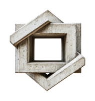 Geometric concrete sculpture with angular overlapping design png