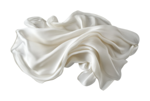 Elegant flowing white silk fabric with soft folds and luxurious texture png