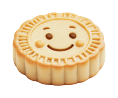 Smiling mooncake with happy face design on ruffled edge pastry png