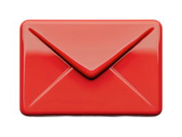 Glossy red envelope icon with polished 3d design on white background png