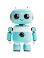 Cute blue toy robot with antennas and smiling face on white background png
