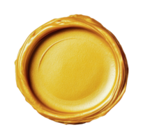 Golden wax seal with intricate edges on black background png