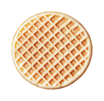 Golden crisp belgian waffle with textured pattern on black background png