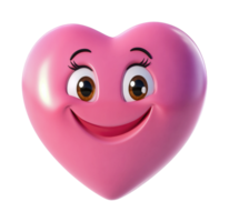 Smiling pink heart with animated facial features and expressive eyes png