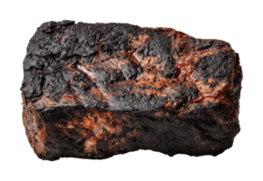 Charred and textured piece of coal on isolated black background png