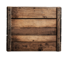 Rustic wooden crate with horizontal planks and reinforced corners png
