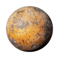 Rusty iron sphere with weathered texture on black background png