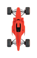 Red formula race car top view with aerodynamic design on black background png