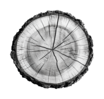 Detailed cross-section of tree trunk with visible rings and cracks png