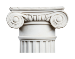 Classical ionic column capital with fluted design and ornamental scrolls png