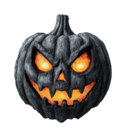 Glowing grinning jack-o'-lantern with evil expression and illuminated eyes png