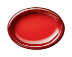 Shiny red paint blob on black background with glossy texture png
