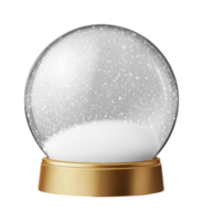 Decorative snow globe with gold base and sparkling particles png