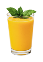 Refreshing mango smoothie with mint leaves garnish in clear glass png