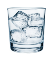 Clear glass of ice water with ice cubes on a transparent background png