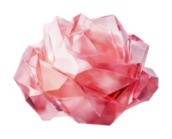 Pink rose quartz crystal gemstone with intricate facets and translucent surface png
