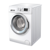Front loading washing machine a metallic drum open door png