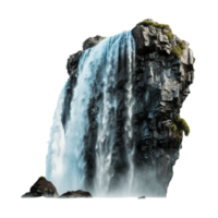 Majestic waterfall cascading down rugged rk rocks png