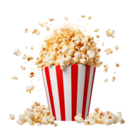 Red white striped popcorn bucket filled ly popped popcorn png