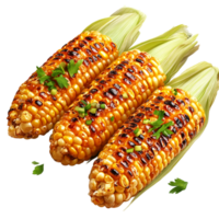 Grilled corn on the cob herbs melted butter png