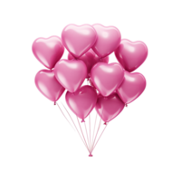 Bunch of pink heart shaped balloons floating in the air reflections png