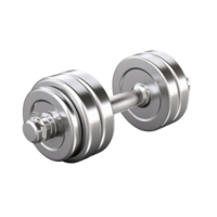 Shiny silver dumbbell multiple weight plates on each side png
