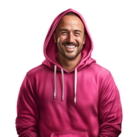 Smiling man wearing a pink hoodie a joyful confident expression png