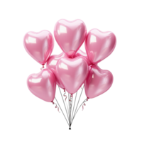 Cluster of shiny pink heart shaped balloons floating in the air png