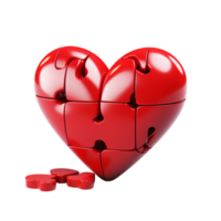 Red heart puzzle missing pieces scattered around looks symbolic intriguing png