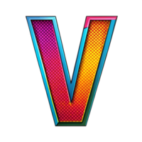 Colourful comic style alphabet V is isolated on transparent background png