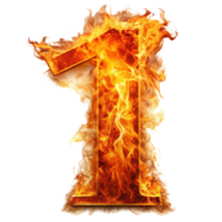 number one in the fire is isolated on transparent background png