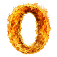 number zero in the fire is isolated on transparent background png