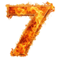 number seven in the fire is isolated on transparent background png