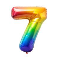 Rainbow Style Number seven in the Shape of Balloons isolated on transparent background png