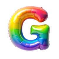 Rainbow colour alphabet G in the shape of balloon is isolated on transparent background png