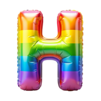 Rainbow colour alphabet H in the shape of balloon is isolated on transparent background png