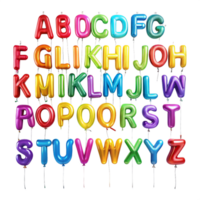 Rainbow colour alphabets in the shape of balloon is isolated on transparent background png