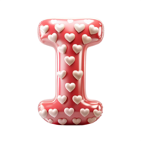 alphabet i in the shape of Balloon and hearts in the balloon is isolated on transparent background png