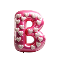 alphabet B in the shape of Balloon and hearts in the balloon is isolated on transparent background png