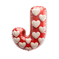 alphabet J in the shape of Balloon and hearts in the balloon is isolated on transparent background png
