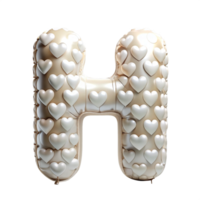 golden alphabet H in the shape of Balloon and hearts in the balloon is isolated on transparent background png