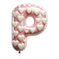 red alphabet K in the shape of Balloon and hearts in the balloon is isolated on transparent background png