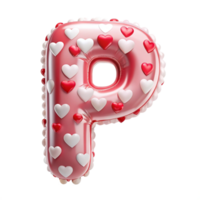 alphabet P in the shape of Balloon and hearts in the balloon is isolated on transparent background png
