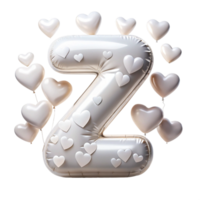 white alphabet Z in the shape of Balloon and hearts in the balloon is isolated on transparent background png