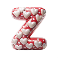 alphabet Z in the shape of Balloon and hearts in the balloon is isolated on transparent background png