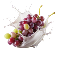 fresh grape with milk splash is isolated on transparent background png