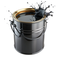 black paint box with black paint splash is isolated on transparent background png