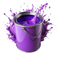 purple paint box with purple paint splash is isolated on transparent background png